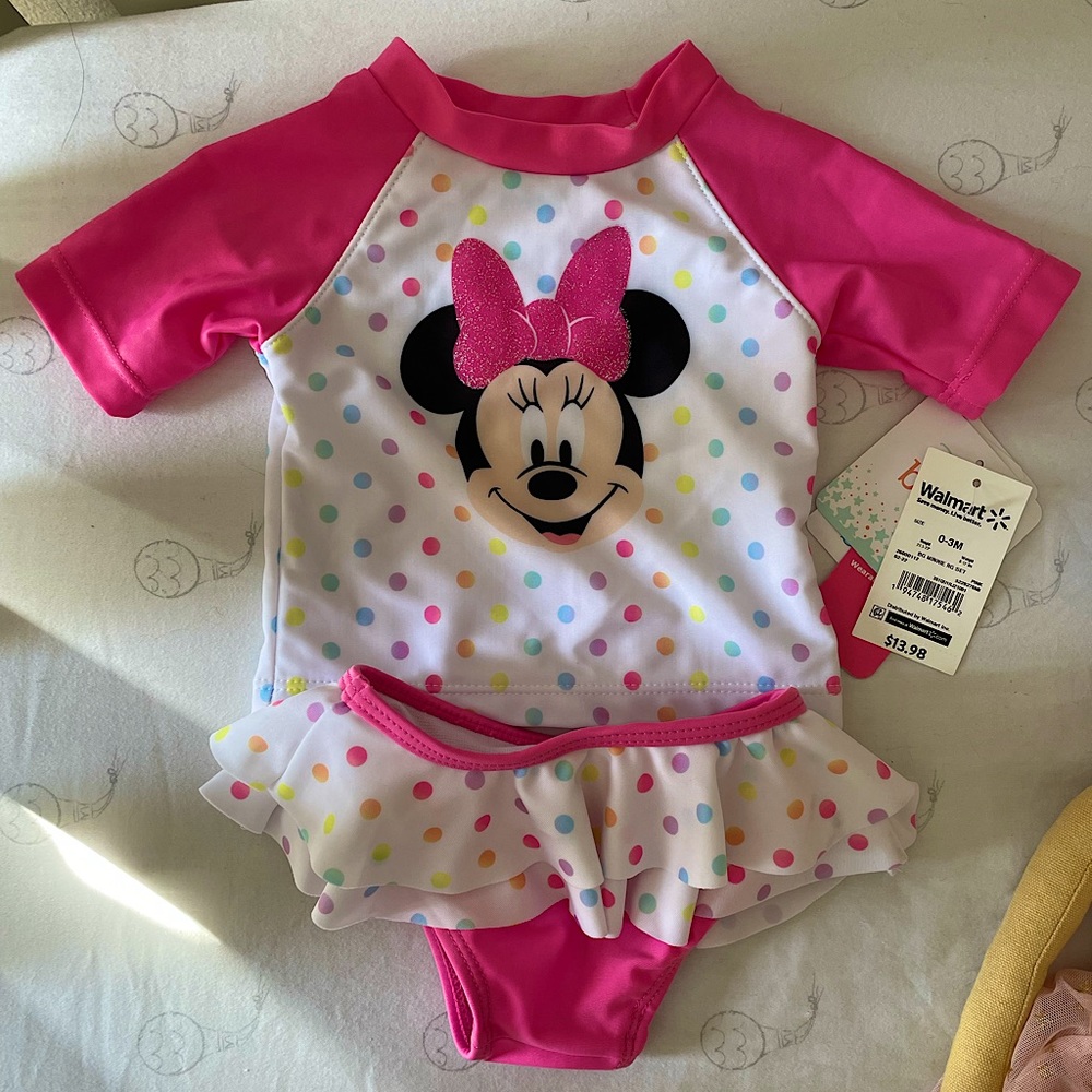 NWT Disney two piece swimsuit for infant girl 0-3 months.